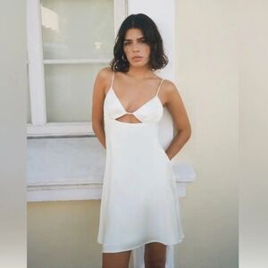 Zara White Satin Cut-Out Mini Dress Blogger Favorite Backless Strappy Slip XXL